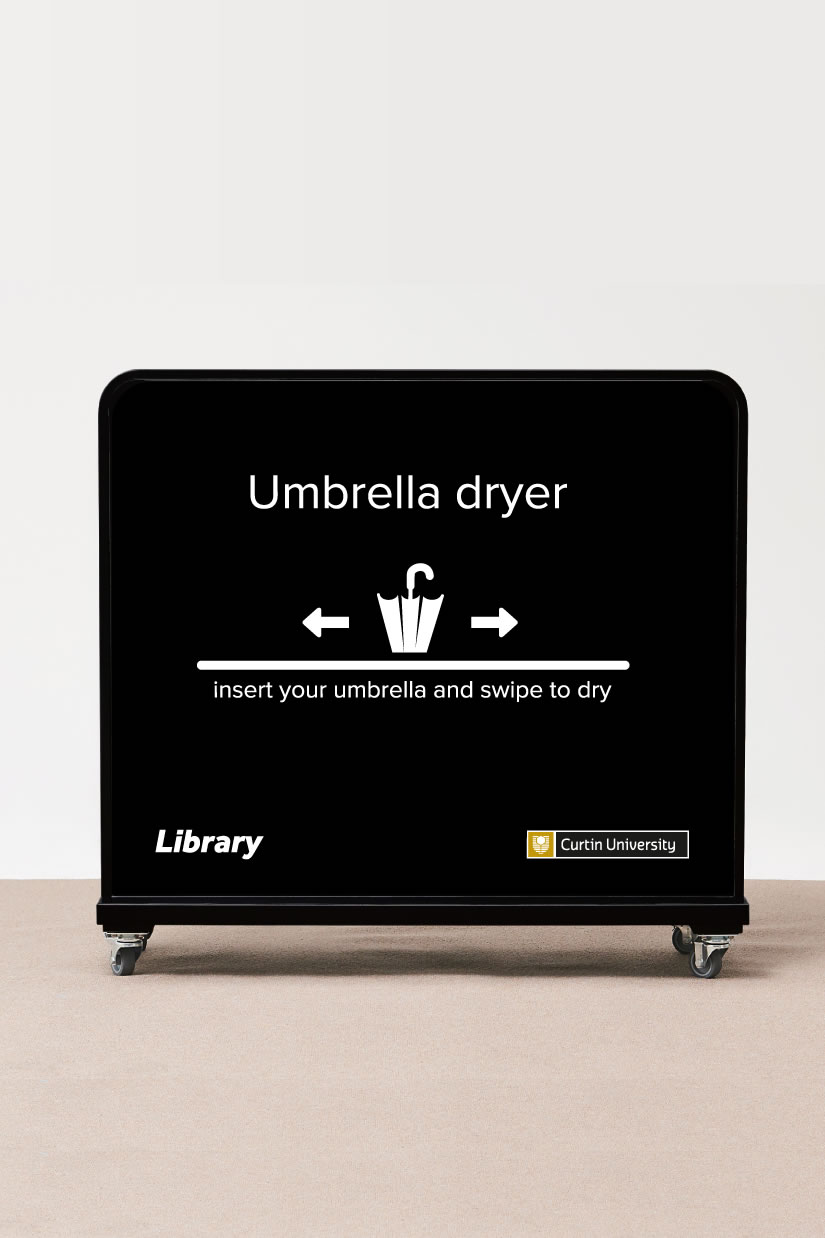 eco umbrella dryer with custom branding