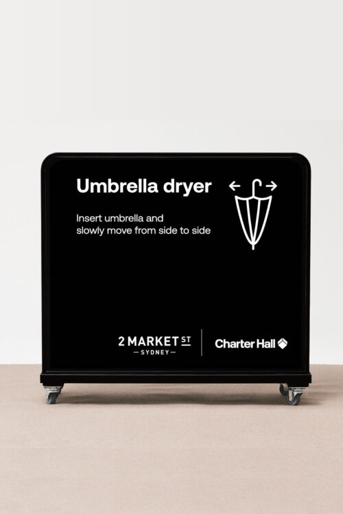 eco umbrella dryer with custom branding