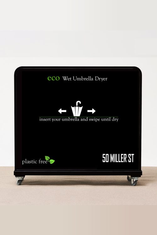 eco umbrella dryer with custom branding