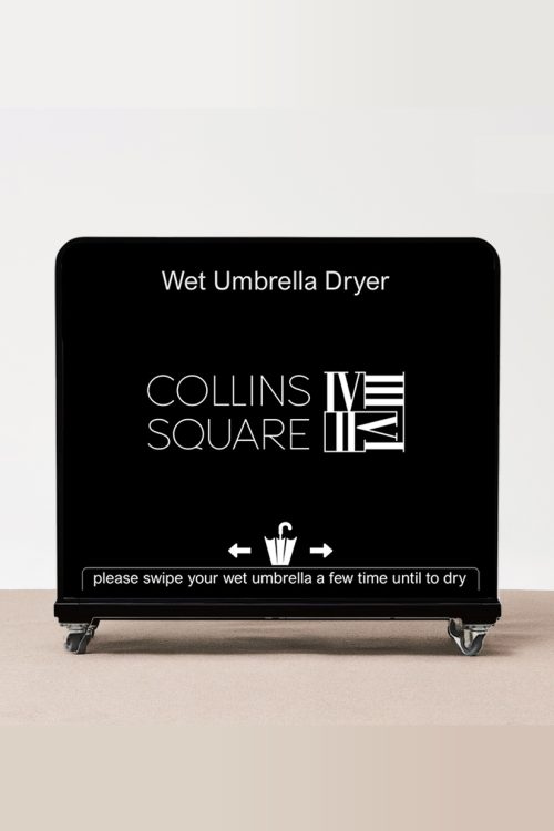 eco umbrella dryer with custom branding