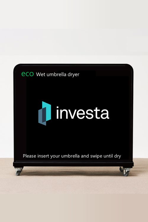 eco umbrella dryer with custom branding