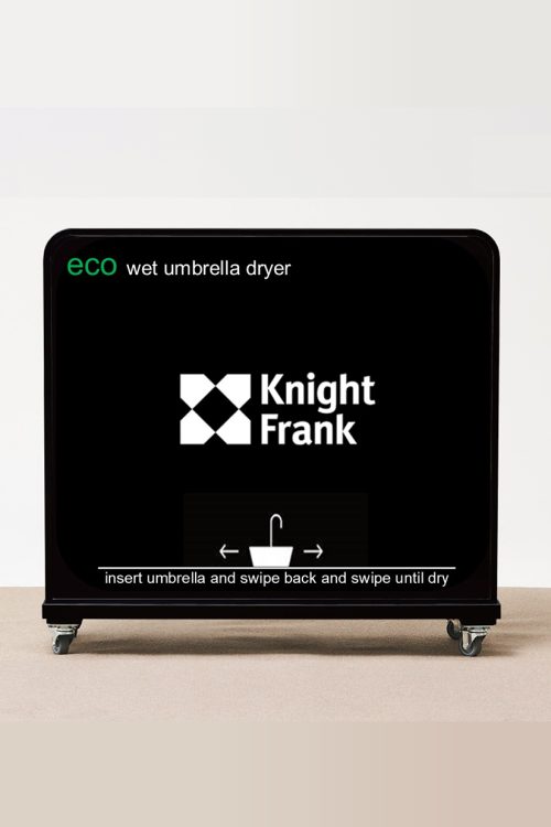 eco umbrella dryer with custom branding