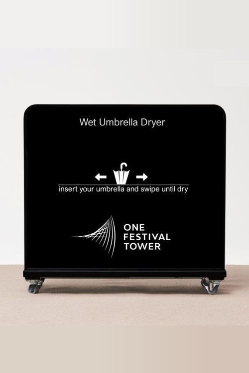 eco umbrella dryer with custom branding