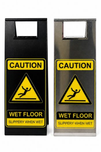 Stainless Steel Wet Floor Sign in Black or Silver